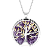 Sterling Silver Yellow Gold Plated Blue John Large Round Tree of Life Two Piece Set S063