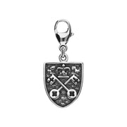 Sterling Silver York Minster Cross Key and Rose Shield Lobster Clasp Charm. G826.