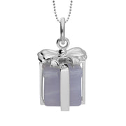 Sterling Silver and Chalcedony Christmas Present Necklace