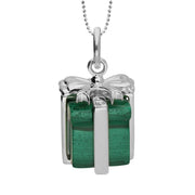 Sterling Silver and Malachite Christmas Present Necklace, P2985C.