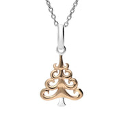 Sterling Silver Rose Gold Christmas Tree Necklace, P3192C.