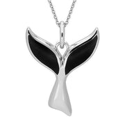 Sterling Silver Whitby Jet Whale Tail Necklace P2984