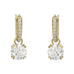 Swarovski Constella Gold Tone Plated White Crystal Pave Drop Earrings, 5638802