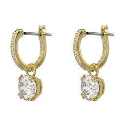 Swarovski Constella Gold Tone Plated White Crystal Pave Drop Earrings, 5638802