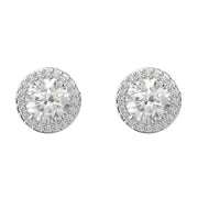 Swarovski Constella Rhodium Plated White Crystal Pave Stud Earrings, 5636269