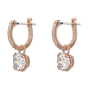 Swarovski Constella Rose Gold Tone Plated White Crystal Pave Drop Earrings, 5639975