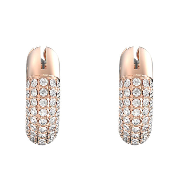 Swarovski Dextera Rose Gold Tone Plated White Crystal Pave Hoop Earrings, 5636531.