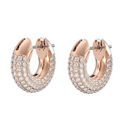 Swarovski Dextera Rose Gold Tone Plated White Crystal Pave Hoop Earrings, 5636531.