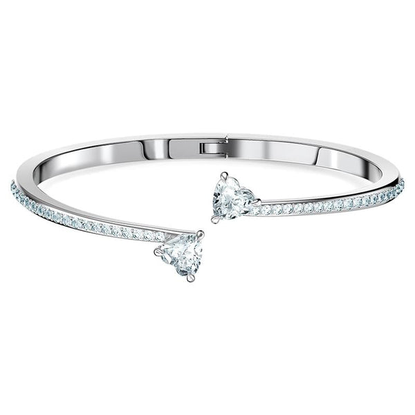 Swarovski Attract Soul Crystal Heart White Rhodium Plated Bangle, 5535354.