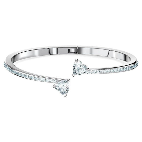 Swarovski Attract Soul Crystal Heart White Rhodium Plated Bangle, 5535354.