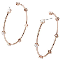 Swarovski Constella Rose Gold Tone White Crystal Hoop Earrings, 5609706.