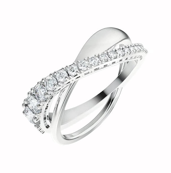 Swarovski Twist White Crystal Rhodium Plated Ring Size 55