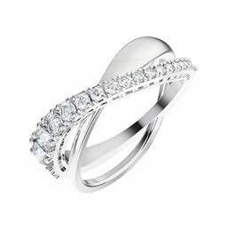Swarovski Twist White Crystal Rhodium Plated Ring Size 55