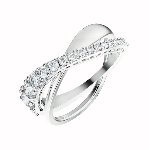Swarovski Twist White Crystal Rhodium Plated Ring Size 55