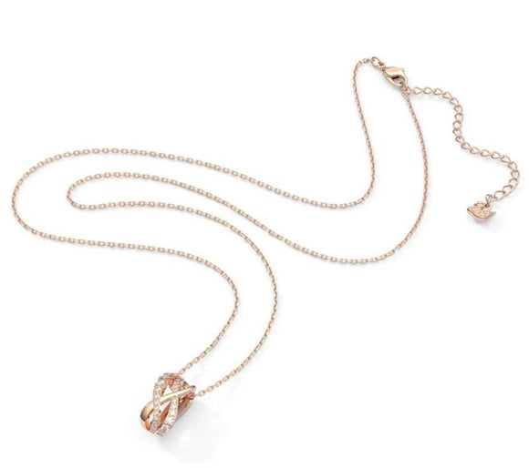 Swarovski Twist White Crystal Rose Gold Tone Plated Necklace, 5620549.