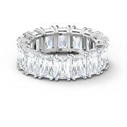 Swarovski Vittore White Crystal Rhodium Plated Wide Ring Size 58, 5572686