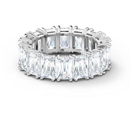 Swarovski Vittore White Crystal Rhodium Plated Wide Ring Size 58, 5572686
