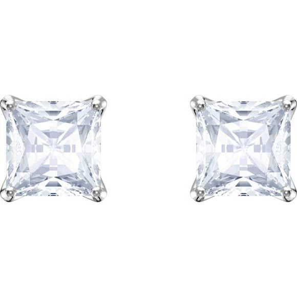 Swarovski Attract Rhodium Plated Square Solitaire Stud Earrings, 5430365.