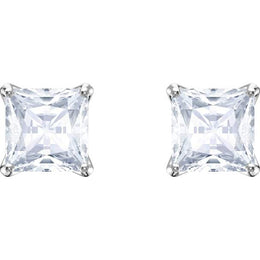 Swarovski Attract Rhodium Plated Square Solitaire Stud Earrings, 5430365.