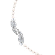 Swarovski Crystal Pearl Feather White Rhodium Plated Pendant 5493403