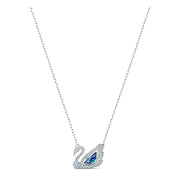 Swarovski Dancing Swan Blue Rhodium Plated Necklace 5533397