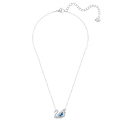 Swarovski Dancing Swan Blue Rhodium Plated Necklace 5533397