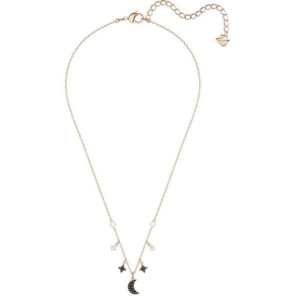 Swarovski Duo Moon Black & Rose Gold Plaited Necklet 5429737