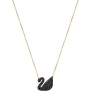 Swarovski Iconic Swan Rose Gold Plated Black Necklace, 5204134.