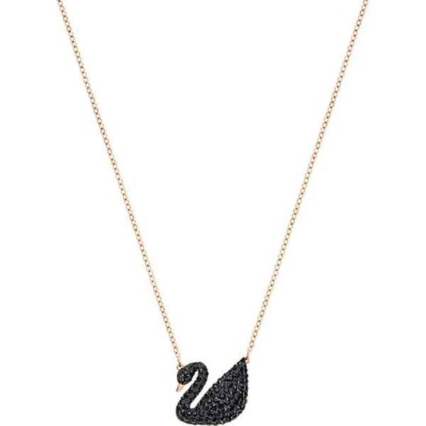 Swarovski Iconic Swan Rose Gold Plated Black Necklace, 5204134.