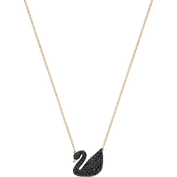 Swarovski Iconic Swan Rose Gold Plated Black Necklace, 5204134.