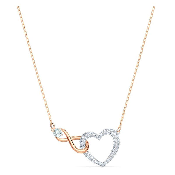 Swarovski Infinity Crystal Heart White Rose Gold Plated Necklace 5518865