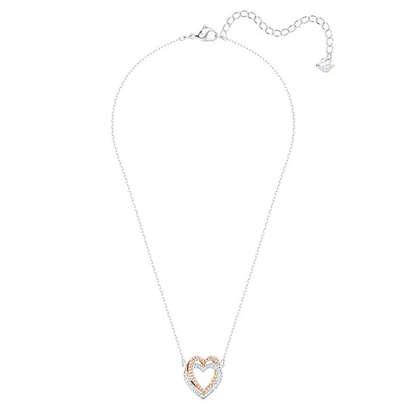 Swarovski Infinity Crystal Heart White Rose Gold Plated Necklace 5518868