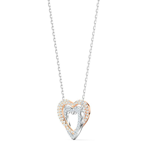 Swarovski Infinity Crystal Heart White Rose Gold Plated Necklace 5518868