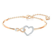 Swarovski Infinity Heart Crystal Rose Gold Plated Bangle 5518869