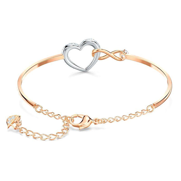 Swarovski Infinity Heart Crystal Rose Gold Plated Bangle 5518869