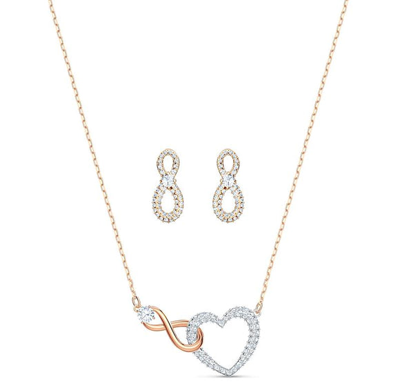 Swarovski Infinity Heart Crystal Rose Gold Plated Set 5521040