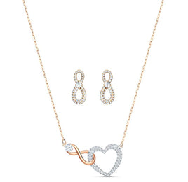 Swarovski Infinity Heart Crystal Rose Gold Plated Set 5521040
