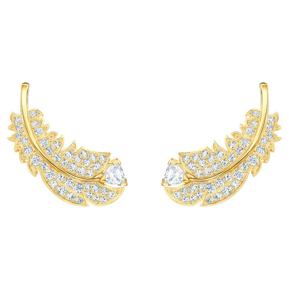 Swarovski Nice Crystal White Yellow Gold Plated Stud Earrings 5505623