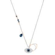 Swarovski Rhodium Rose Gold Blue Crystal Evil Eye Necklace 5172560