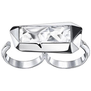 Swarovski Rhodium White Crystal Jean Paul Gaultier Ring Size 55 5226171