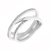Swarovski Rhodium White Crystal Spiral Ring D