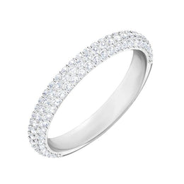 Swarovski Stone Rhodium Plated White Crystal Ring - Size 50 D