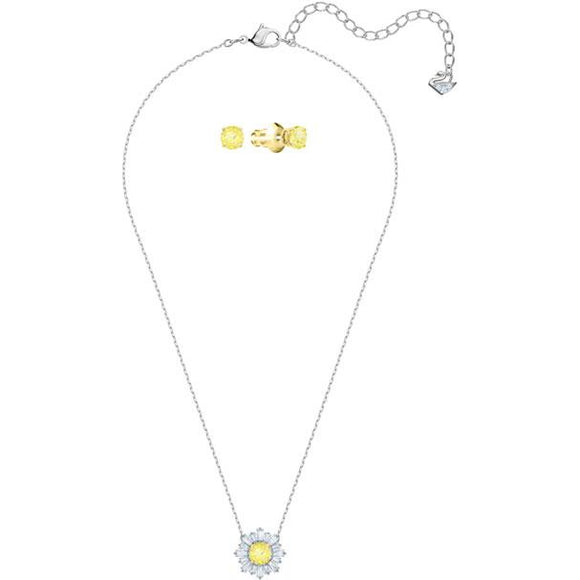 Swarovski Sunshine White Stone Mix Plated Necklace and Earrings Set 5480464