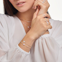 Thomas Sabo Charm Club Sterling Silver Vintage Pink Stone Bracelet A2023-166-7-L19V