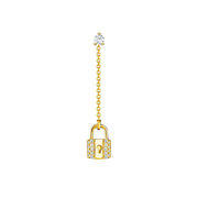 Thomas Sabo Charm Club Yellow Gold Plated Sterling Silver Lock Single Drop Earring, H2213-414-14.