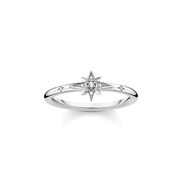 Thomas Sabo Charm Club Sterling Silver Star White Stone Ring TR2317-051-14
