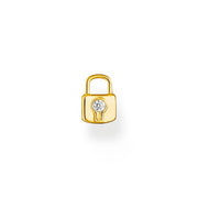 Thomas Sabo Charm Club Sterling Silver Yellow Gold Plated Lock Single Stud Earring, H2219-414-14.