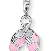 Thomas Sabo Charm Club Sterling Silver Pink Enamel Baby Shoes Charm, 0820-007-9.