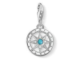 Thomas Sabo Charm Club Sterling Silver Turquoise Compass Charm 1228-405-17