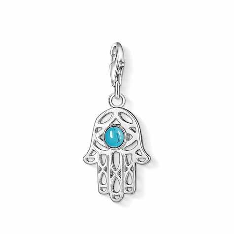 Thomas Sabo Charm Club Sterling Silver Turquoise Hand Of Fatima Charm 1052-404-17